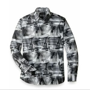 Paul Fredrick Black White Cotton Multi Abstract Casual Print Men’s XL NWT